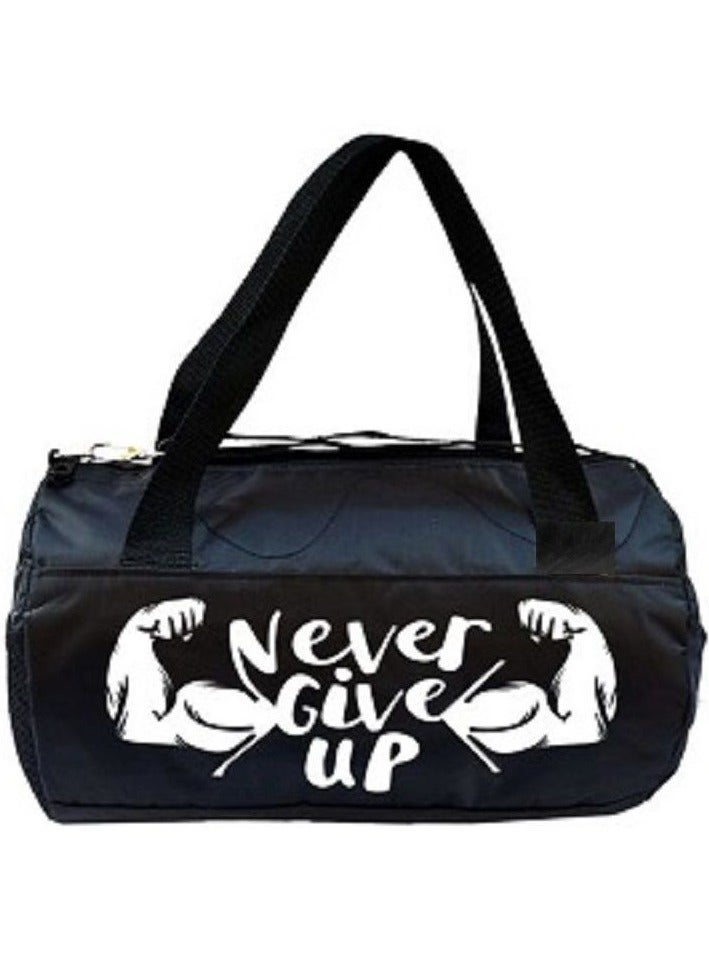 Brand Stores Never Give Up Sports Duffel Bag – Heavy Duty Canvas, Gym & Travel Use, Adjustable Strap – Black - Image 3